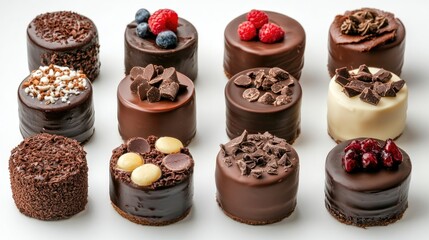 Poster - Chocolate Cakes Isolated on a Light Background