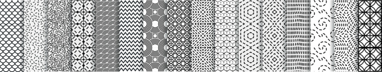 Aufkleber - Seamless geometric patterns. Seamless retro 50-s patterns ideal for wallpaper and fabric design. Vector trendy backgrounds in 70s style