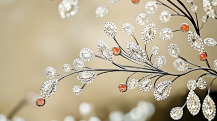 Aufkleber - Abstract Image of a Crystal Chandelier with Light Orange Accents and Selective Focus