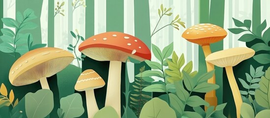 Aufkleber - Boletus Edulis Edible Mushroom In Forest