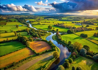 Wall Mural - Scenic Landscapes of County Kildare: Fields, Rivers, and Historic Sites in the Irish Countryside