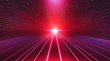 Aufkleber - Abstract Red Background With Glowing Neon Lines And Bright Flash Dark Futuristic Stage Perspective Laser Show Night Club Heart Theme Valentine S Day Banner