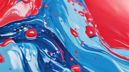 Aufkleber - Abstract Macro Close Up Of Pastel Blue And Red Dynamic Liquid Paint Flowing On Canvas Fluid Organic Liquid Flow With Beautiful Gradient Colors Liquid Geometric Wave Background