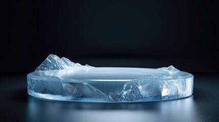 Poster - 3D ice podium designed for advertising purposes Blank product display stage Round pedestal or platform ideal background for product presentations