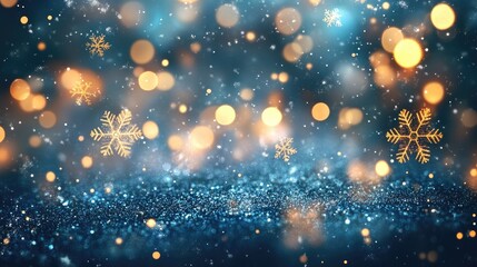 Aufkleber - Bokeh Background of Blurred Lights and Snowflakes