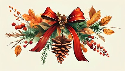 Elegant Autumn Wreath with Pinecone and Bows A Beautiful Seasonal Decoration Inspiration