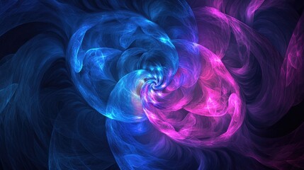 Aufkleber - Abstract fantasy swirl on dark background Computer generated fractal design featuring shades of blue pink and purple