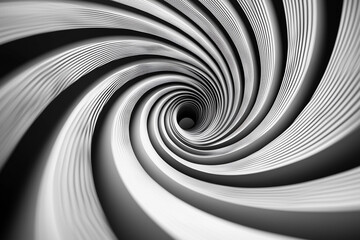 Poster - Spiral pattern in black and white with dynamic contours and depth