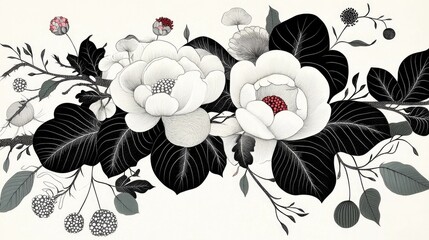Aufkleber - Black and White Dead Rose Bouquet