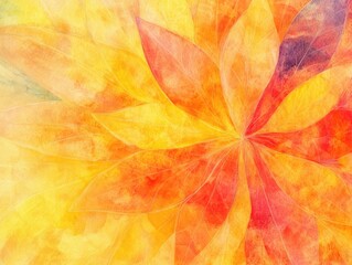 Wall Mural - Colorful hand drawn watercolor background featuring vibrant autumn hues Abstract acrylic texture with a trendy fantasy kaleidoscope effect and beautiful artistic detailing