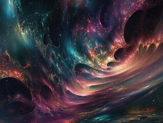 Poster - Abstract digital fractal pattern showcasing a fantasy space theme