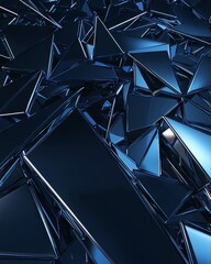 Poster - Abstract close-up of shiny blue metallic geometric shapes, creating a dynamic and futuristic visual effect.