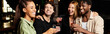 © LIGHTFIELD STUDIOS - Four colleagues share laughter and drinks, celebrating their achievements at a corporate gathering.