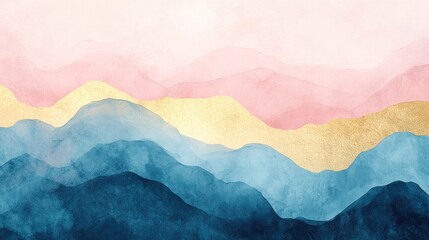 Aufkleber - Abstract Background Texture In Blue Pink And Gold Tones Modern Digital Artwork Diffused Pattern For Wall Art Print Banner Or Picture Frame