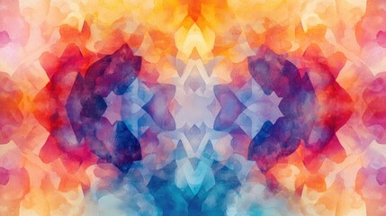 Aufkleber - Abstract watercolor texture featuring sacred geometry A creative pattern for graphic design showcasing vibrant multicolored kaleidoscopic elements in a liquid oil painting style