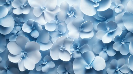 Aufkleber - 3D Wallpaper featuring a pattern of light blue flowers