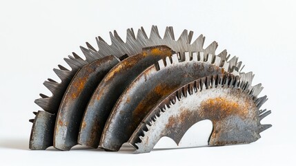 Poster - Rusty Metal Saw Blades Arranged in a Semicircle