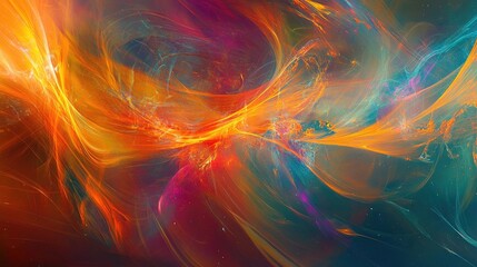 Aufkleber - Colorful abstract design featuring a digital energy texture creating a surreal and imaginative backdrop with elements of motion and space art