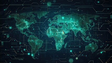 Poster - Abstract Digital Background Of Innovative Software Abstract Digital Map Featuring Hi Tech World Design Technology And Science Data Visualization