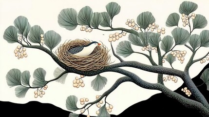 Aufkleber - Close up of a large nest on a pine tree