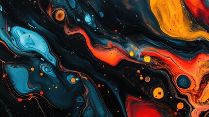 Aufkleber - Abstract Black Marble Texture With Ink And Paint Close Up Of Colorful Abstract Painting Background Oil Paint Featuring A Marble Texture Bright And Vivid Ink Colors In Artwork