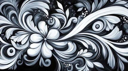 Poster - Black and white ornamental painting