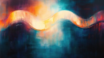 Poster - Abstract painting featuring modern blurred wave designs with a glowing creative vintage aesthetic Conceptual representation of futuristic technology in business
