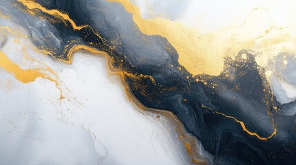 Poster - Abstract oil painting featuring spilled paint on paper with golden shiny vein textures suitable for prints wallpapers cards murals rugs and wall art