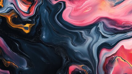Aufkleber - Abstract Black Marble Texture With Ink And Paint Close Up Of Colorful Abstract Painting Background Oil Paint Featuring A Marble Texture Bright And Vivid Ink Colors In Artwork