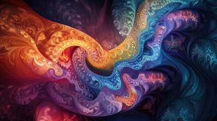 Aufkleber - Abstract digital fractal design pattern with a fantasy aesthetic