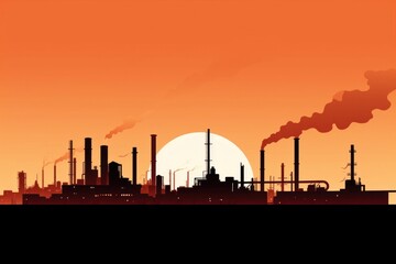 Canvas Print - factory architecture silhouette pollution.