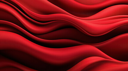 Canvas Print - Abstract image of wavy red fabric creating smooth flowing patterns and textures in a dynamic layout