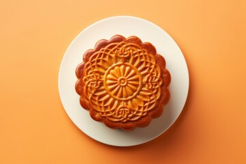 Canvas Print - Mooncake dessert plate food.