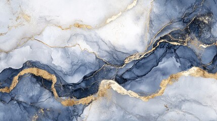 Poster - Abstract hand painted marble design featuring platinum line art for a sophisticated wallpaper aesthetic
