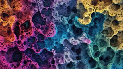 Fototapete - Colorful and chaotic abstract fractal pattern Intricate fractal shapes created through 3D rendering suitable for backgrounds or wallpapers