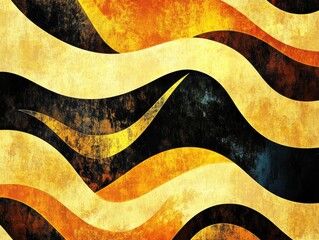 Poster - Abstract artwork featuring a modern golden background with retro patterns ideal for wallpaper and decorative purposes