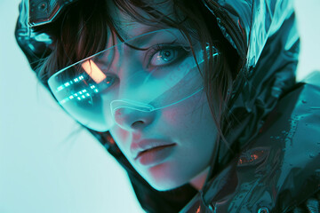 Poster - Futuristic woman wearing stylishly fashionable garment generative AI