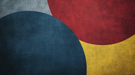 Sticker - Abstract design featuring overlapping circles in red, yellow, and blue on a textured background.