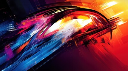 Poster - Abstract digital art featuring vibrant colors and dynamic lines.