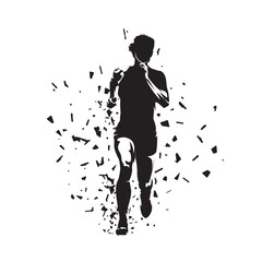 Wall Mural - Running woman, front view, abstract isolated vector silhouette, ink drawing. Run logo