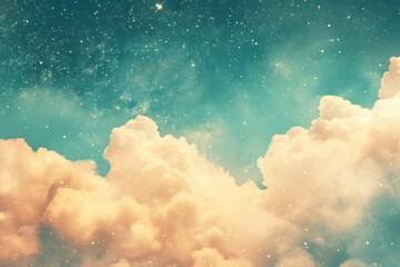 Wall Mural - collage retro dreamy background astronomy cloud backgrounds.