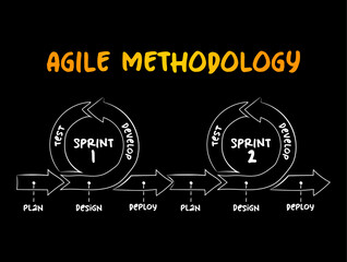 Poster - Hand drawn Agile software development methodology, business infographic concept for presentations and reports