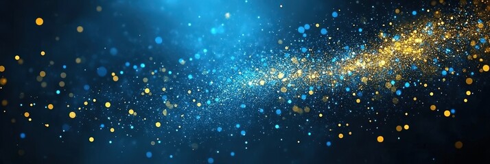 Poster - colorful bokeh with sparkling particles in blue