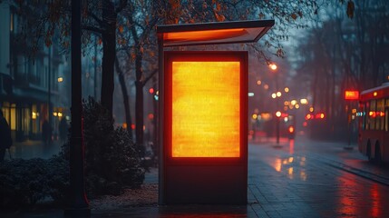 Wall Mural - blank advertising light box displayed at a bus stop featuring a clean and minimalistic design inviti