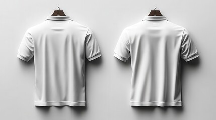 blank front and back polo tshirts mockup template isolated on a pristine white background ideal for showcasing apparel design concepts in a clean and professional manner