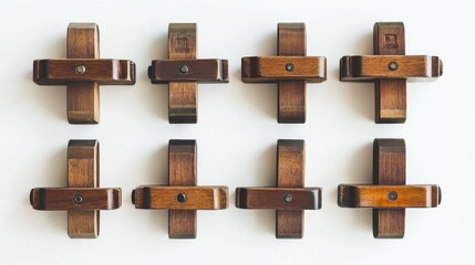 Aufkleber - Eight Wooden Cross-Shaped Measuring Tools