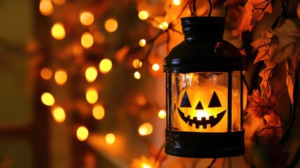 Wall Mural - halloween lantern decorations with lights