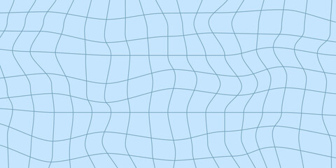 Poster - Twisted checkered linear background. Abstract vector pattern. Blue colors. Retro wavy checkerboard