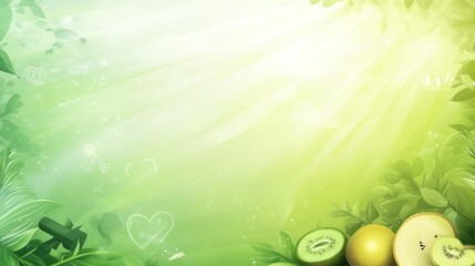 Wall Mural - A vibrant, fresh background featuring fruits and greenery, ideal for health or nature themes.