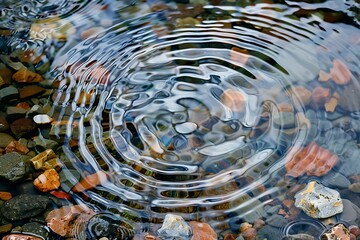 Sticker - Abstract Water Ripples Reflecting Colorful Stones